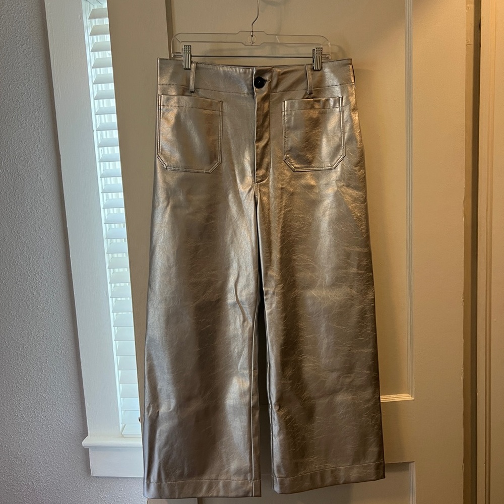 Maeve Collette Metallic Wide-Leg Pants